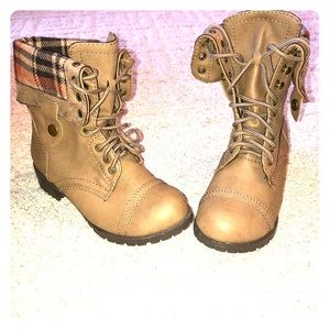 Brown combat boots